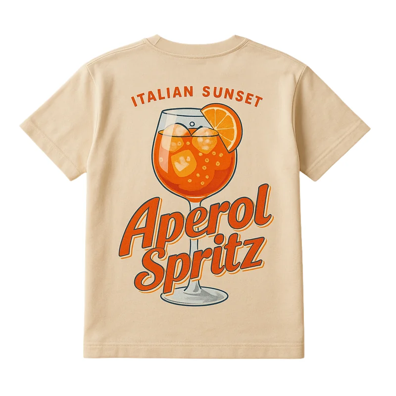 Aperol Spritz Graphic Tee - Vibrant Orange Sunset Print