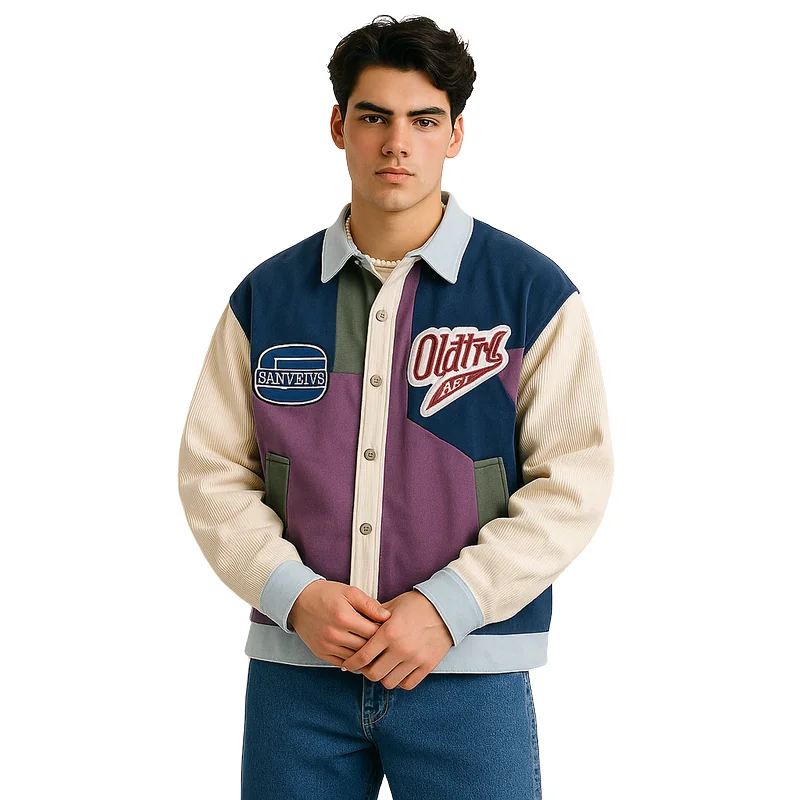 Vintage Patchwork Jacket with Retro Patches