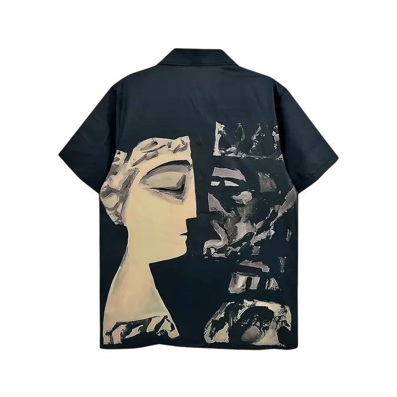 Art-Inspired Monochrome Shirt with Gold Accents