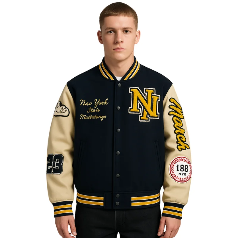 Varsity Jacket with Vintage Athletic Heritage | Wool-Blend & Faux Leather