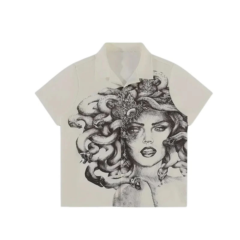 Monochrome Medusa Button-Up Shirt