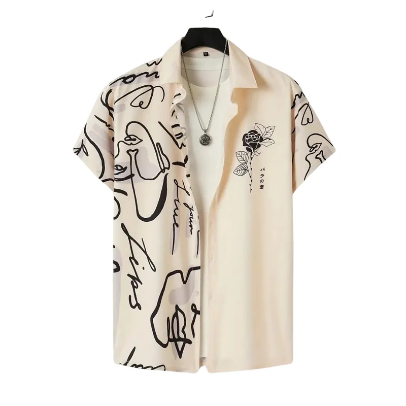 Abstract Floral Art Shirt - Cream
