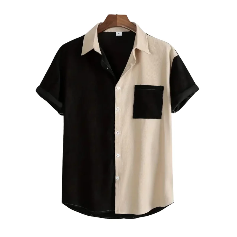 Modern Black and Cream Colorblock Shirt