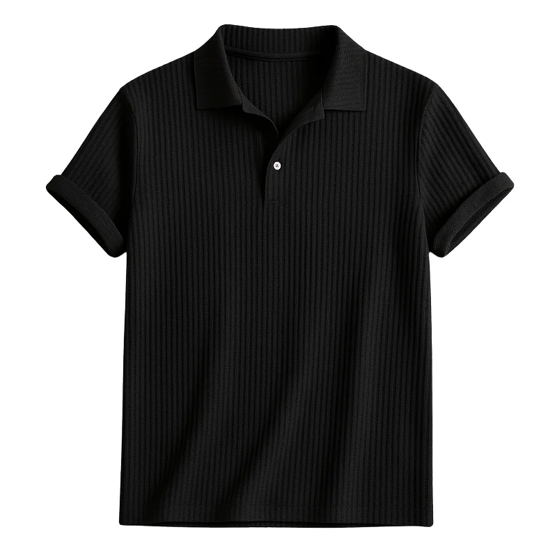 Urban Nights Black Cotton Polo Shirt - Retro Sophistication