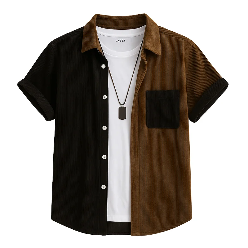 Classic Two-Tone Corduroy Shirt - Premium Casual Wear