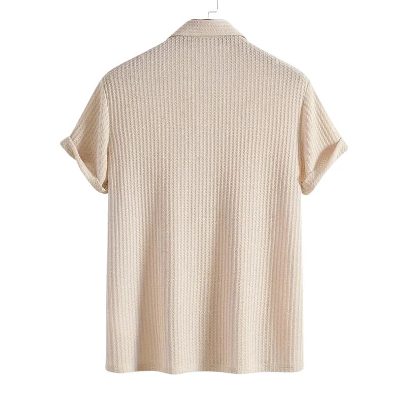 Sand-Tone Textured Polo Shirt for Men