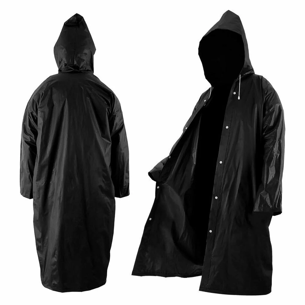 Black Hooded Raincoat Men Premium Waterproof Jacket