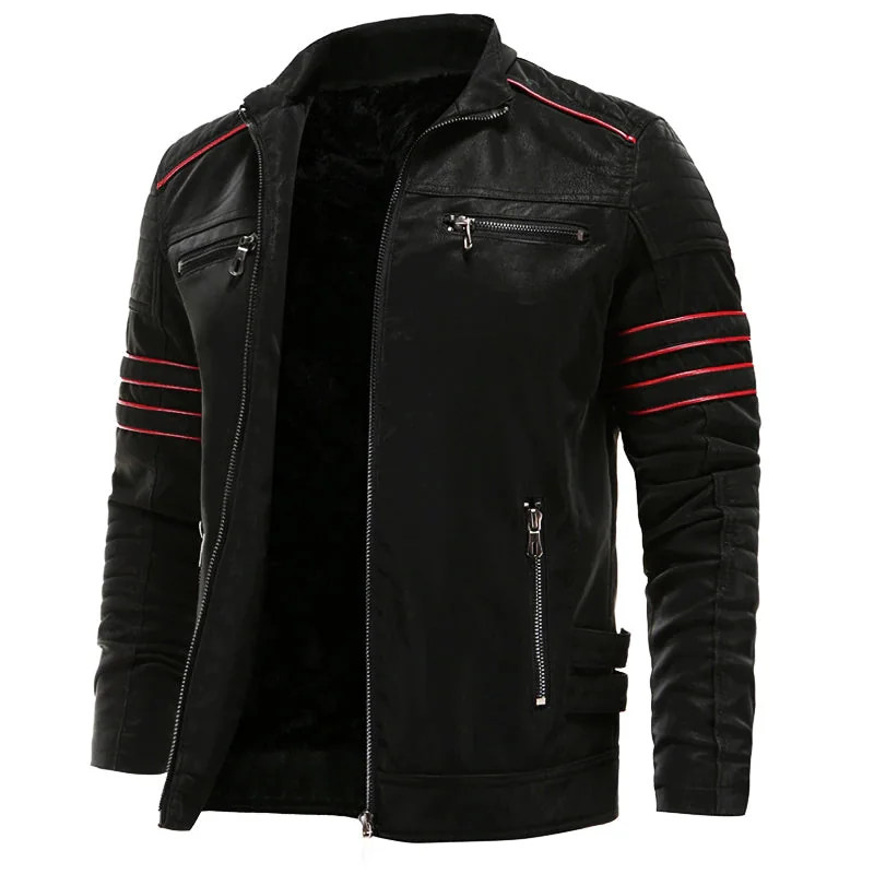 Black Faux Leather Jacket for Men