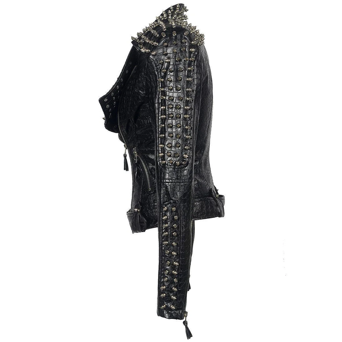 Studded Faux Leather Moto Jacket