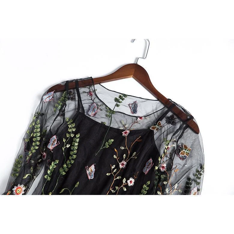 Chic Lace Embroidered Party Dress