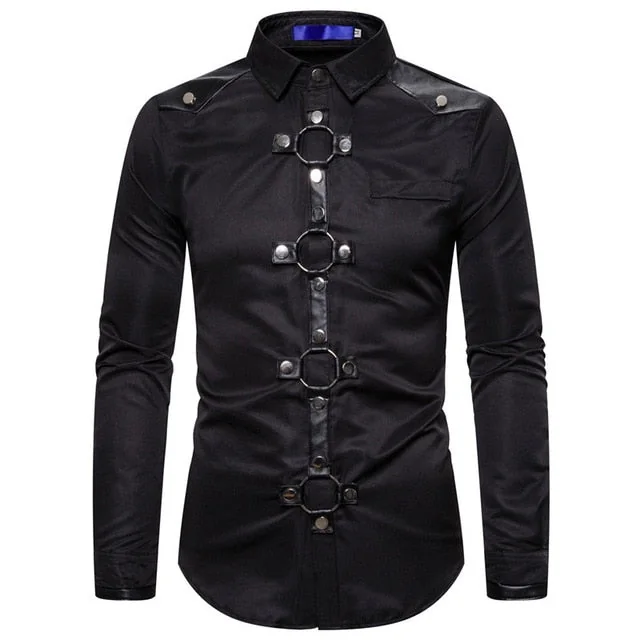 Mens Stylish Gothic Cotton Shirt in Red & Black