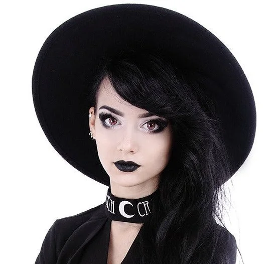 Black Gothic Wide Brim Witch Hat for Modern Witches