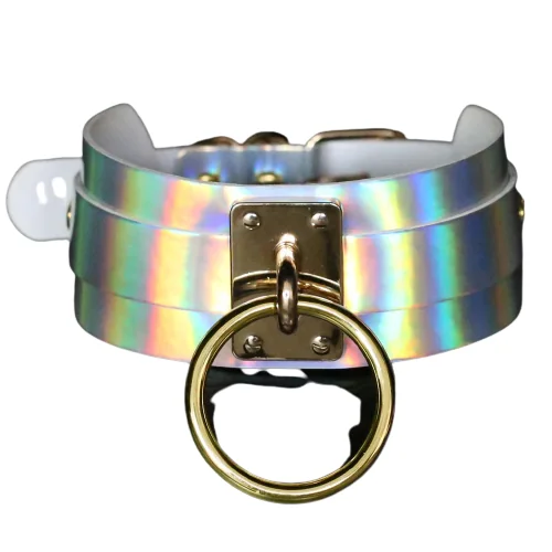 Holographic O-Ring Choker Necklace for Space Girl Vibes