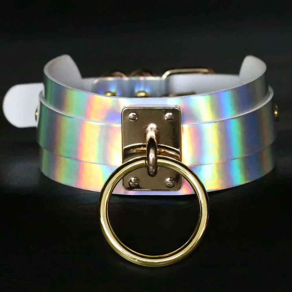 Holographic O-Ring Choker Necklace for Space Girl Vibes