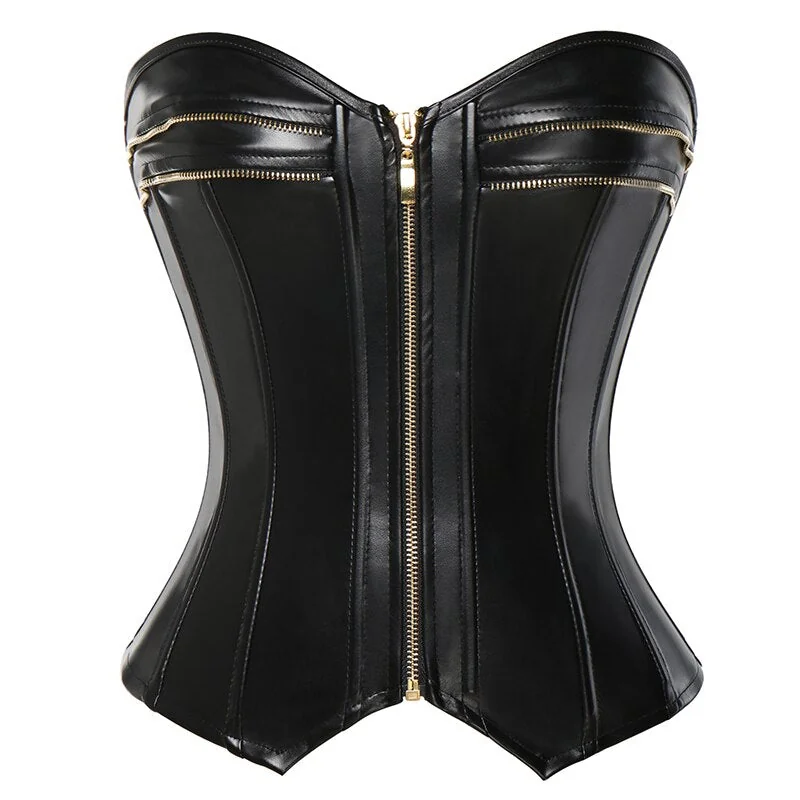 Goth Leather Bustier Zip Corset Wonder Style