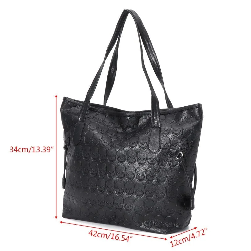 Skull Embossed Tote Bag with Tassel Details