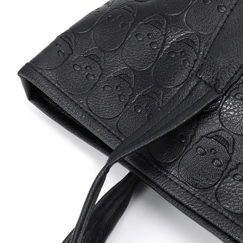 Skull Embossed Tote Bag with Tassel Details