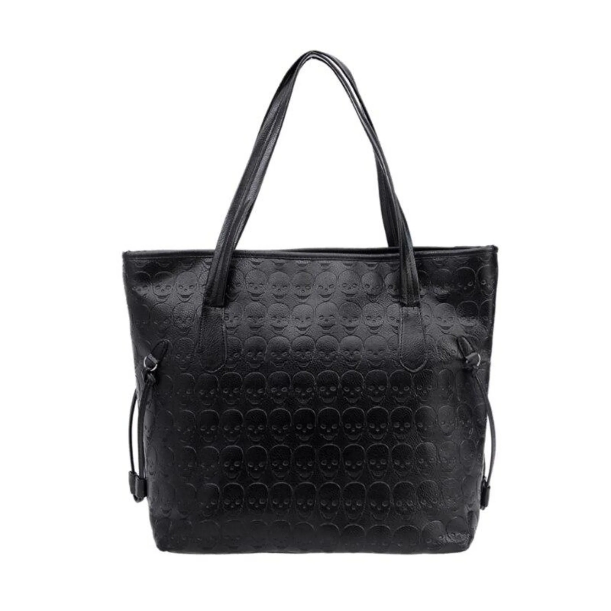 Skull Embossed Tote Bag with Tassel Details