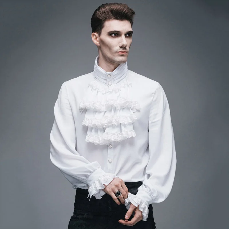 Medieval Style Vampire Ruffled Shirt for Men