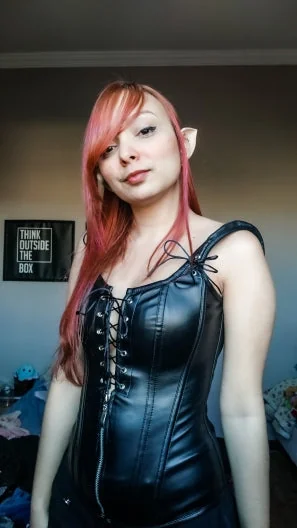 Faux Leather Lace-Up Corset Dress for Steampunk Cosplay