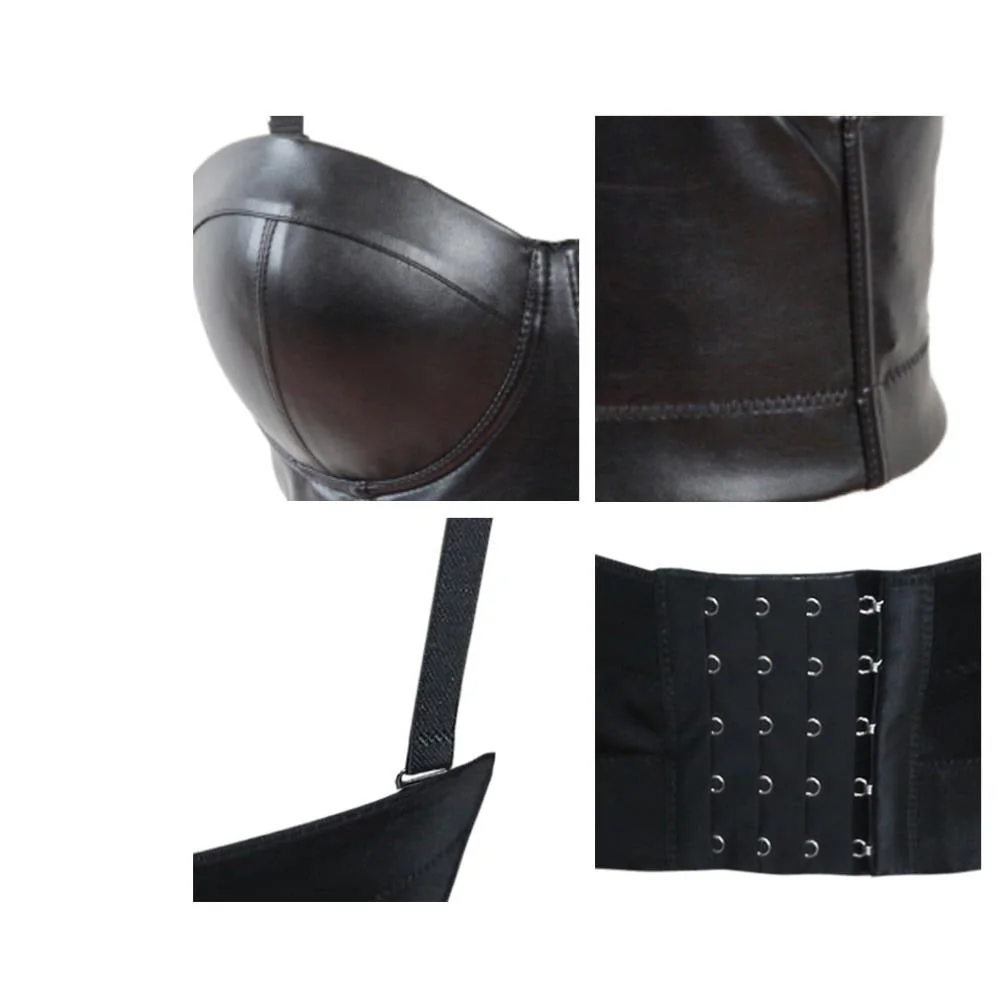 Vegan Leather Structured Bustier Top