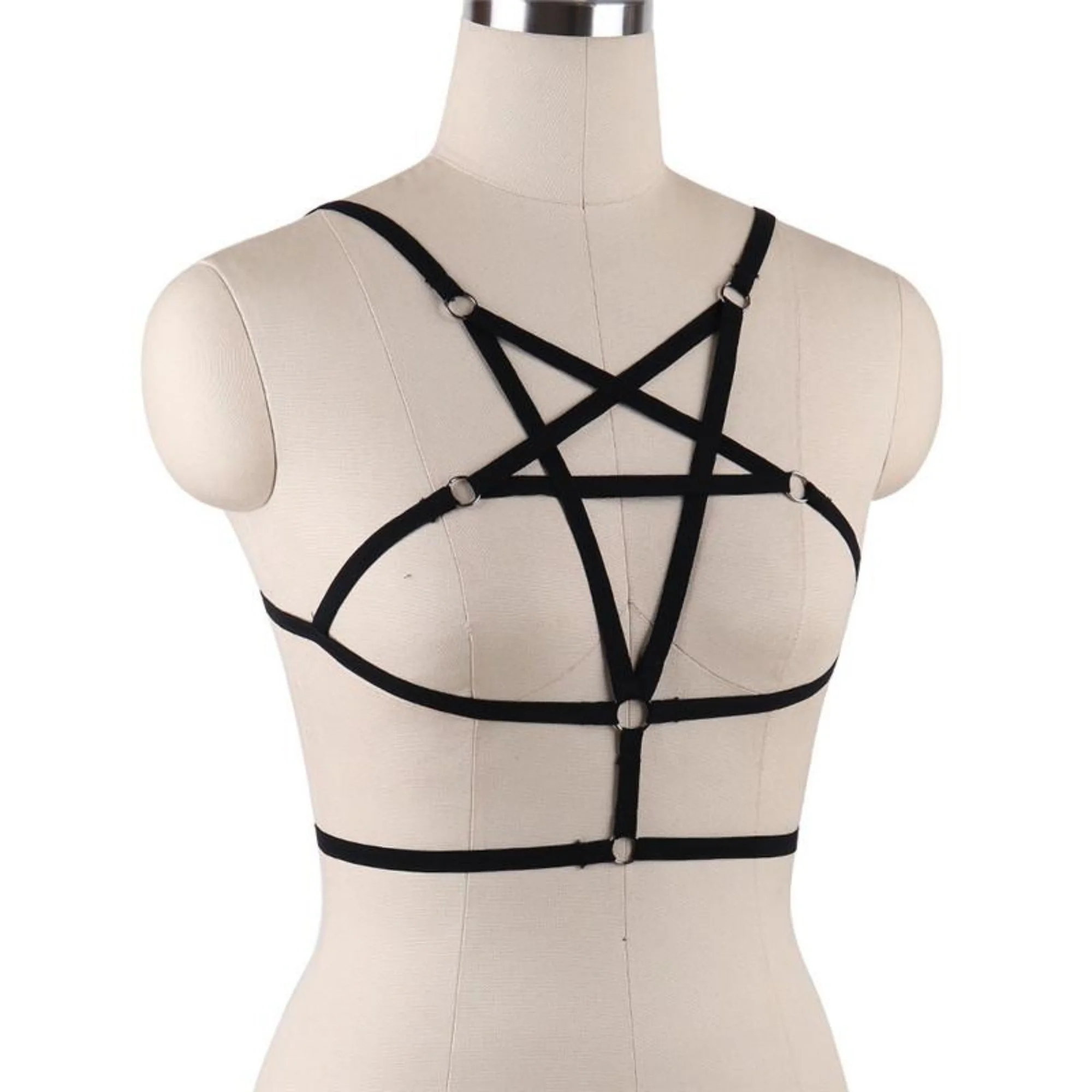 Gothic Pentagram Body Harness Bra