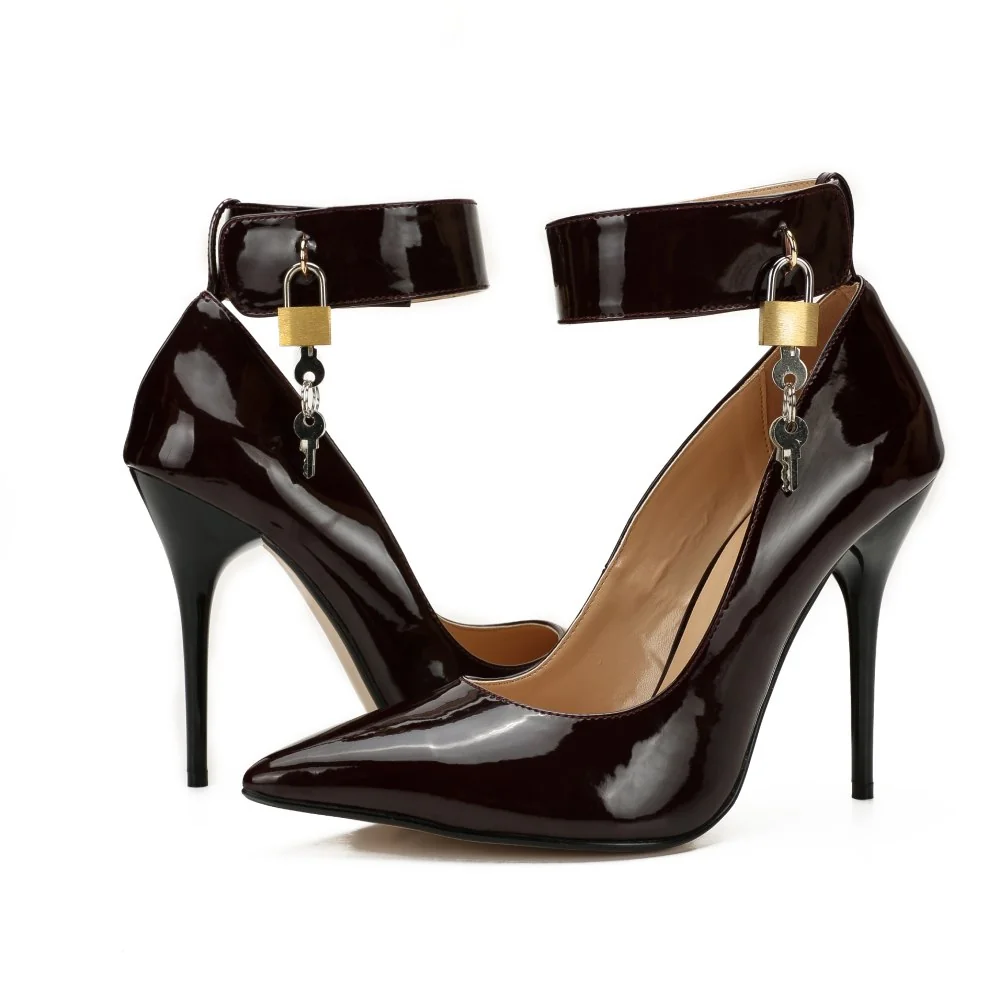 Ankle Strap Padlock High Heels - Fetish Style