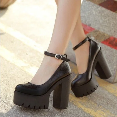 Chunky Mary-Janes Platform Heels