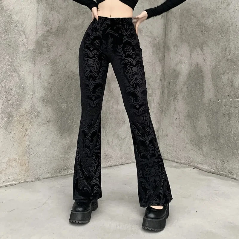 Vintage Black Velvet Goth Pants for Adults