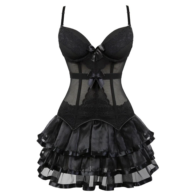 Elegant Gothic Corset Dress in Premium Spandex & Polyester Blend