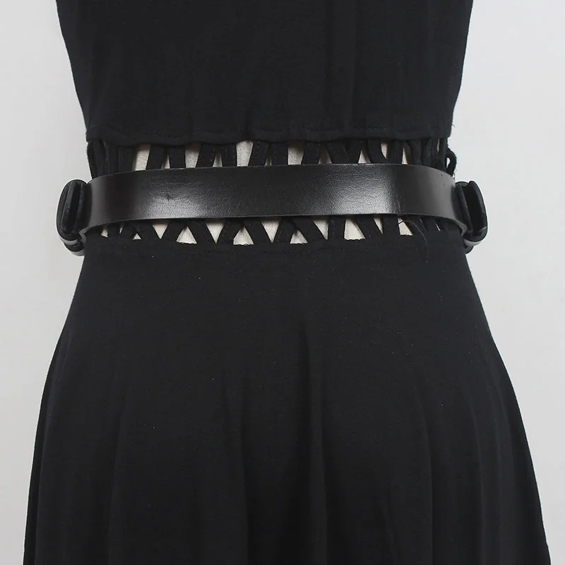 Metal Chain and Leather Padlock Belt