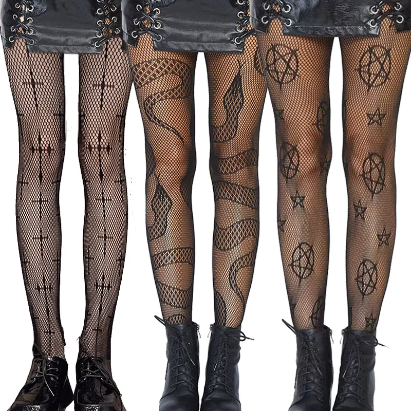 Black Gothic Silk Blend Party Tights