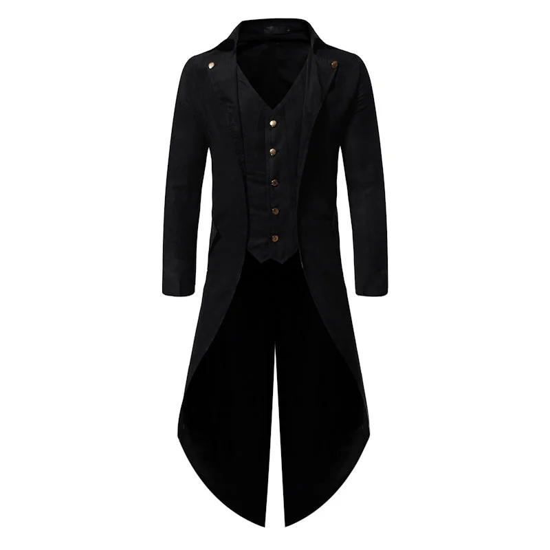 Mens Vintage Gothic Tailcoat in Premium Cotton Blend