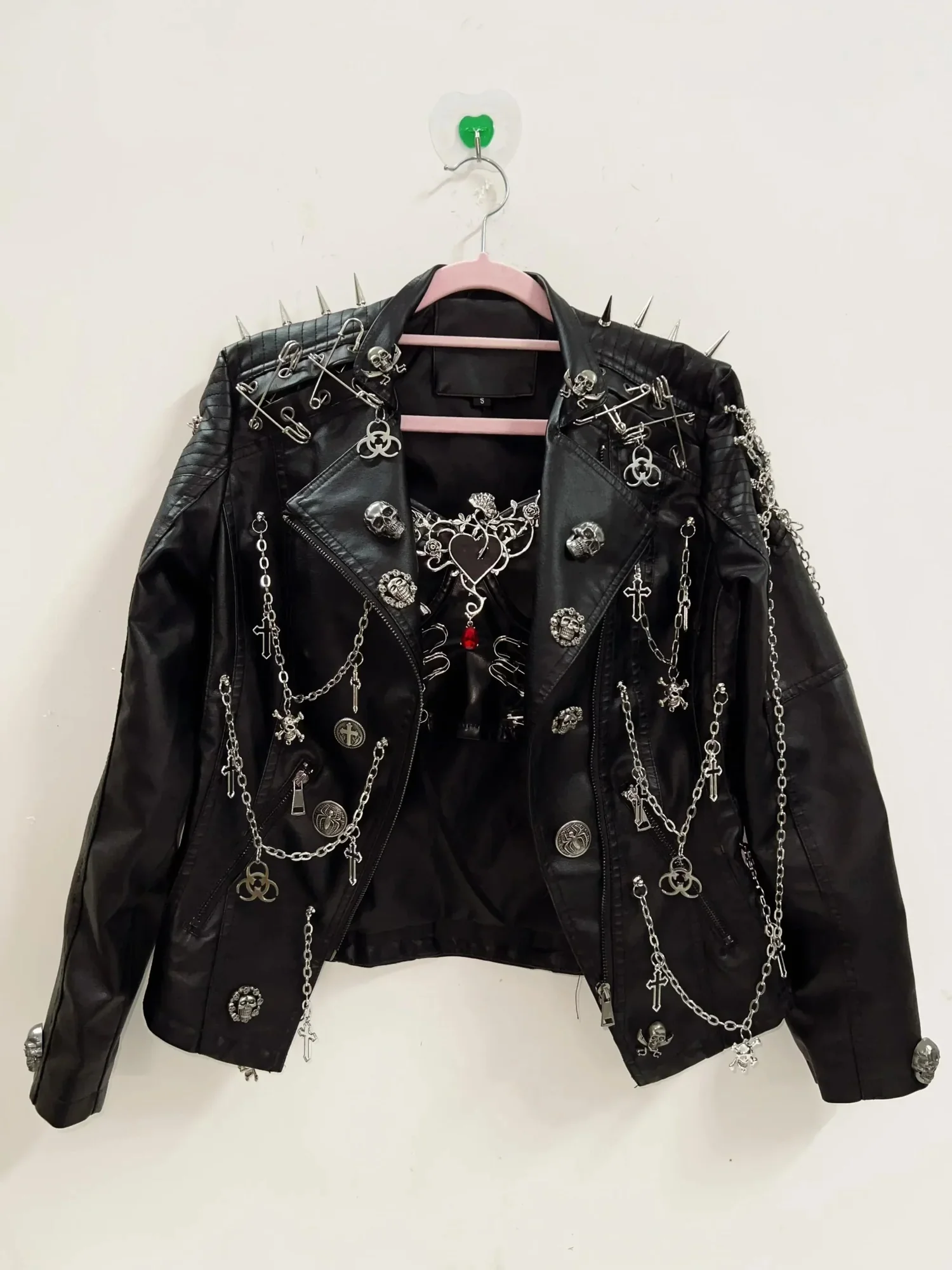 Black Skull Moto Jacket for Women