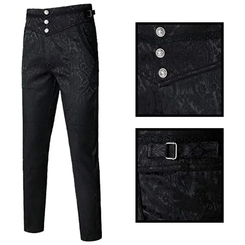 Black Gothic Style Mens Pants Premium Cotton Polyester Blend