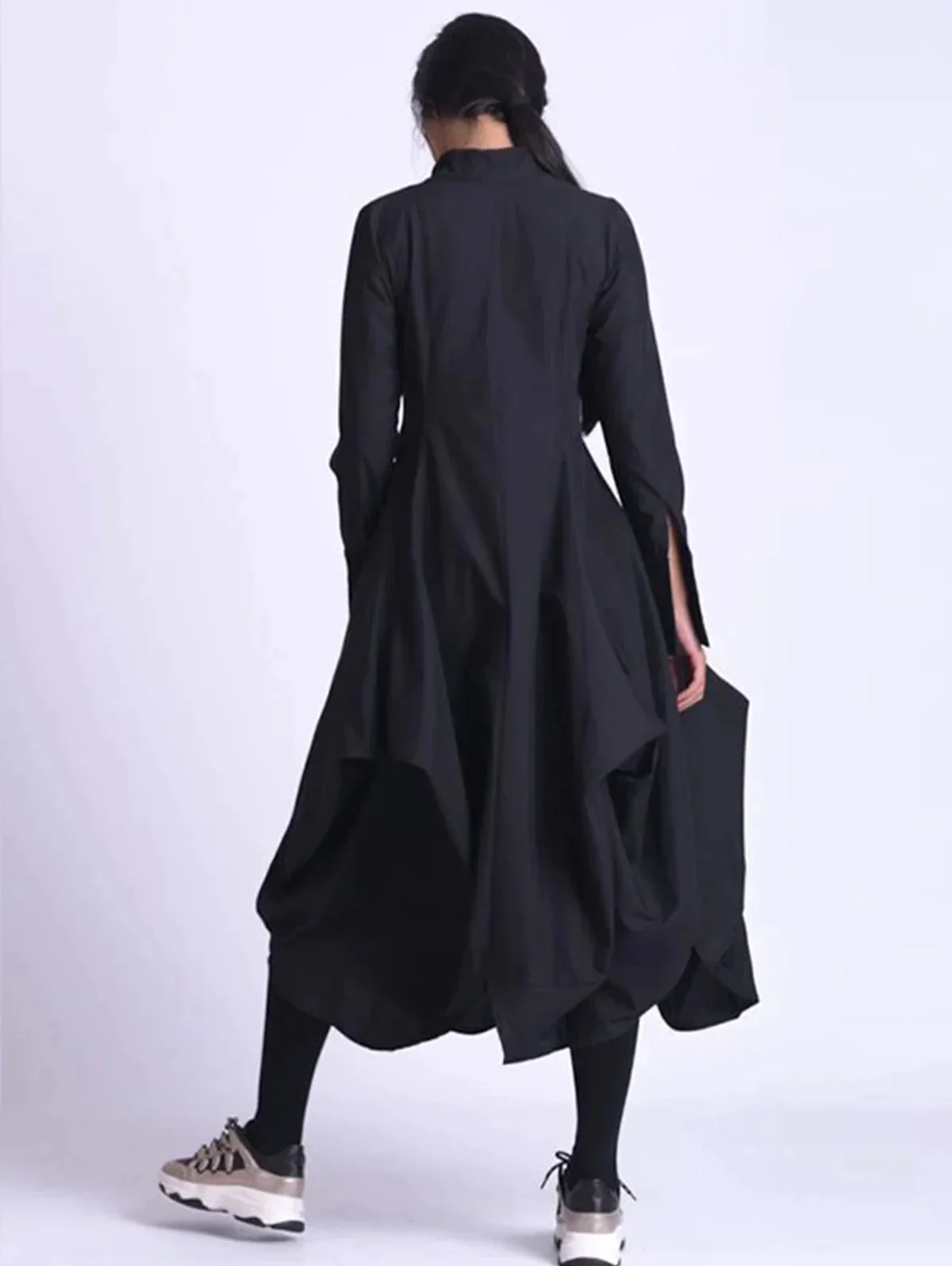 Black Premium Cotton Polyester Blend Womens Dress