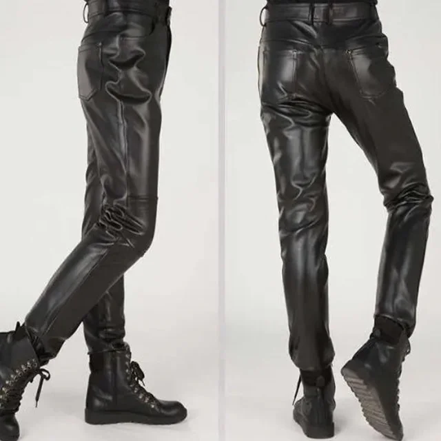 Premium Black Faux Leather Pants for Men