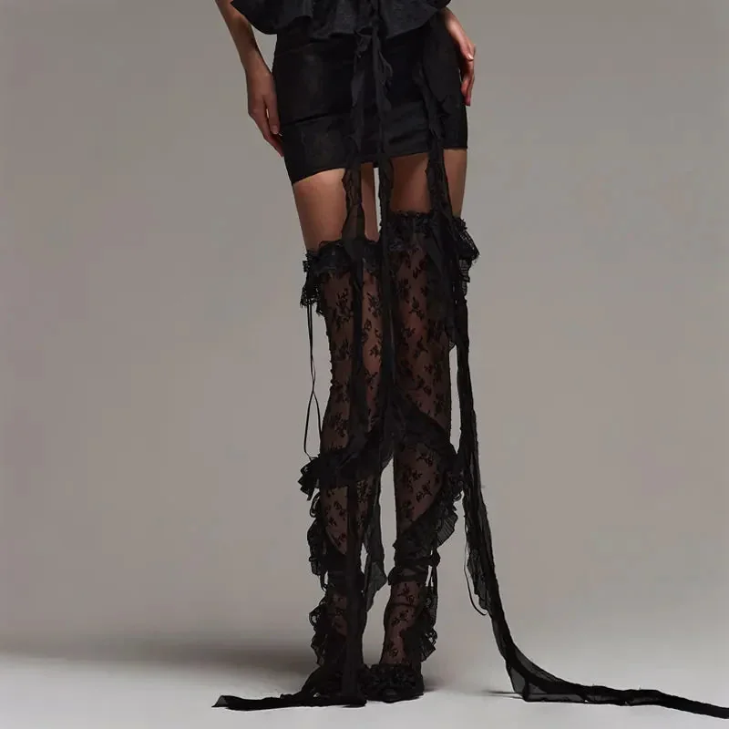 Black Lace Womens Socks - Premium Lace & Polyester Blend