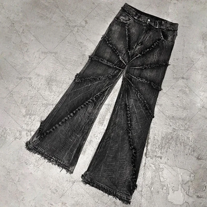 Black Wide Leg Denim Jeans for Men