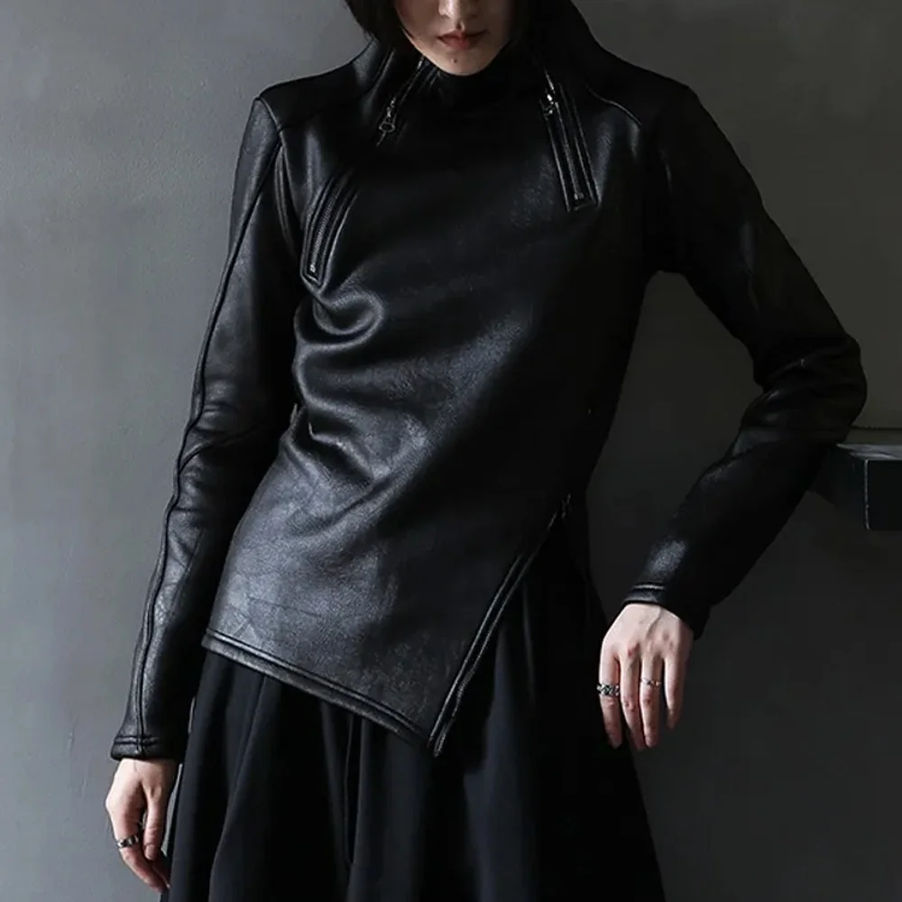Gothic Faux Leather Pullover in Black for Women