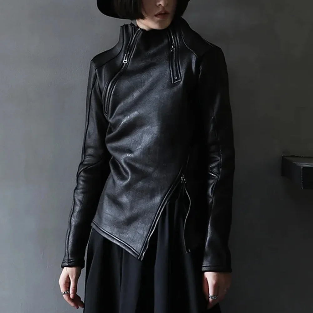 Gothic Faux Leather Pullover in Black for Women
