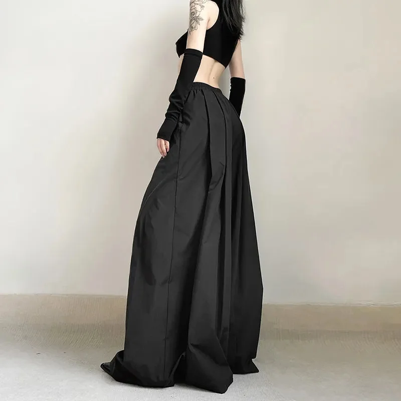 Gothic Style Black Baggy Pants for Women