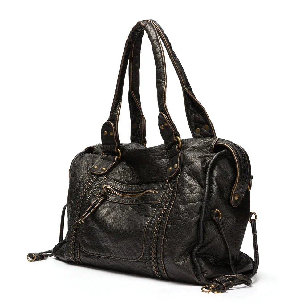 Black PU Leather Womens Handbag 38x16x29 cm