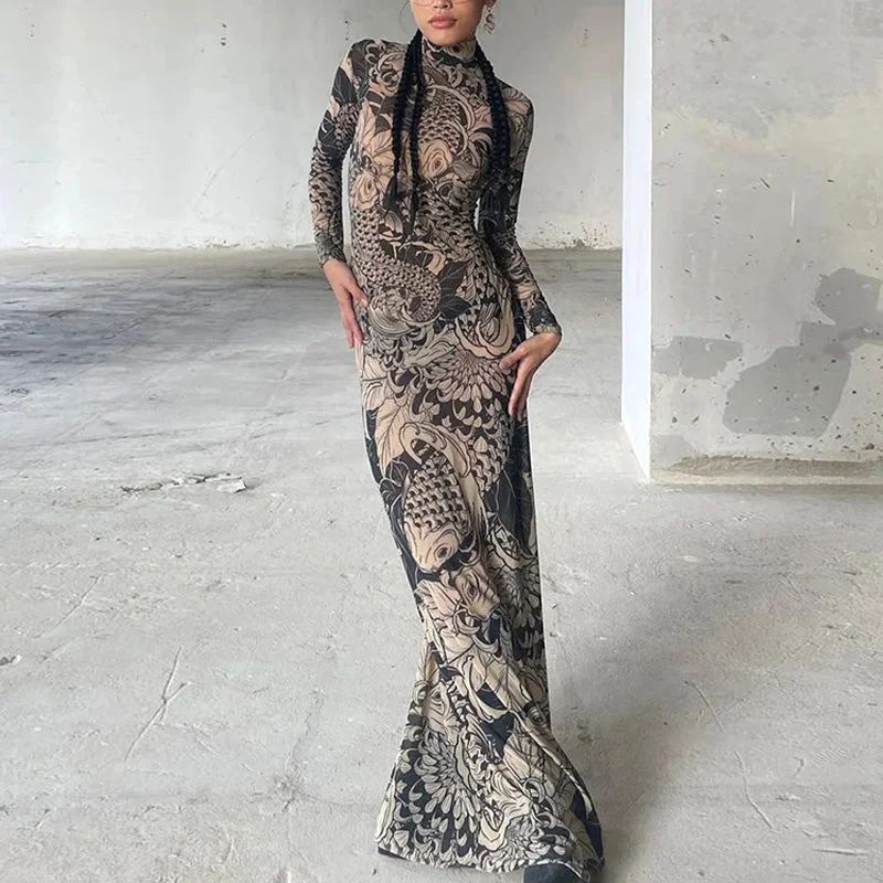 Khaki Maxi Dress for Women - Premium Cotton/Polyester Blend