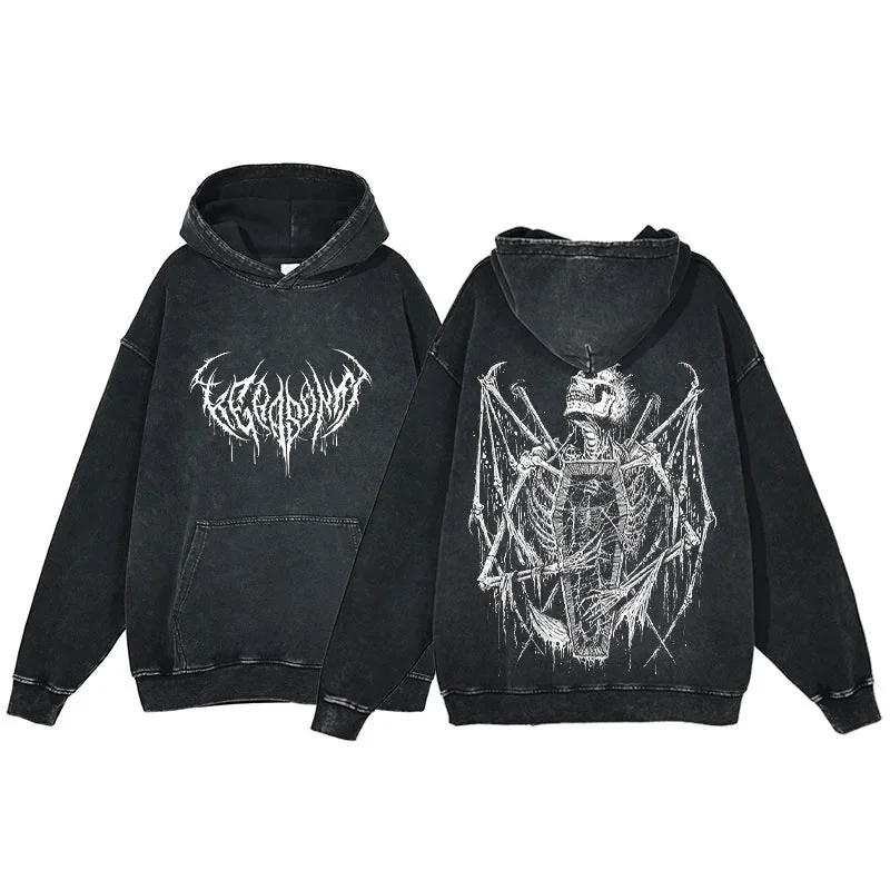 Skull Print Mens Cotton Polyester Blend Hoodie