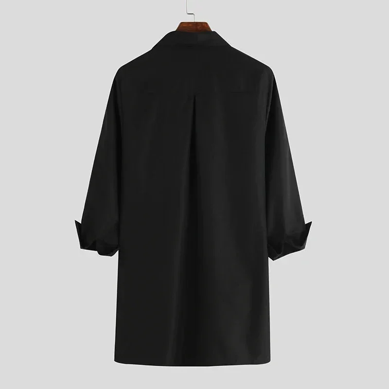 Black Premium Cotton & Polyester Mens Long Shirt - Limited Edition