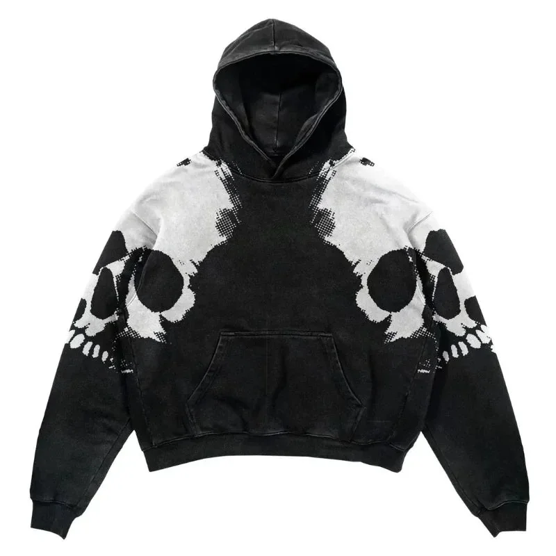 Premium Black Skull Print Hoodie for Men