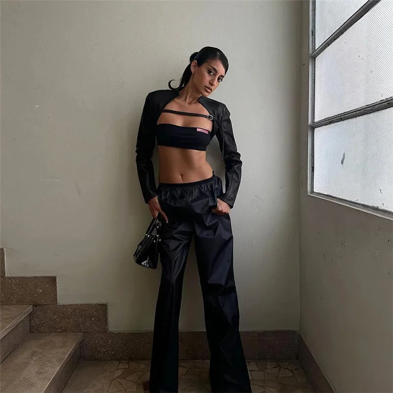 Chic Black Cropped Jacket for Women