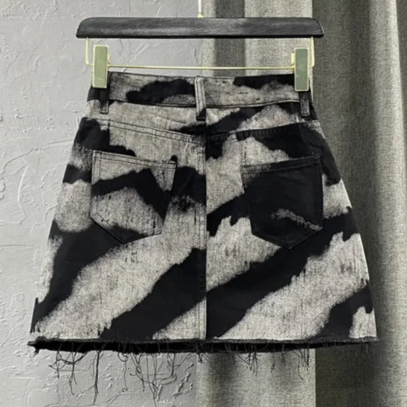 Gray Denim A-Line Skirt for Women - Premium Cotton Blend