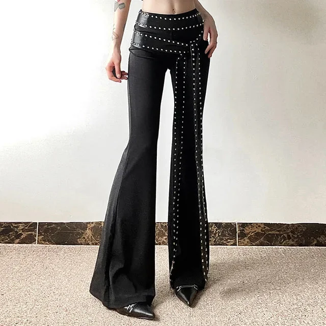 Black Flare Pants for Women Premium Cotton Polyester Blend